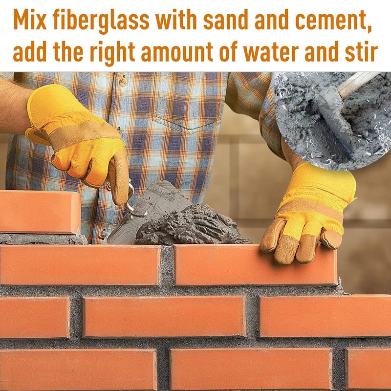 Fabbay 4.4 Lb Fiberglass for Cement 6mm and 9mm Mortar Concrete Fiberglass Chop Strands Fiber Reinforcement Anti Seepage Anti Cracking White Milled Glass Fiber for Concrete Cement, Building Wall Garden Floor - Image 4